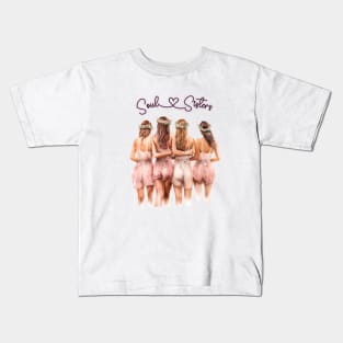 Soul Sisters Bachelorette Party Watercolor Illustration Art Kids T-Shirt